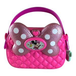 Minnie Mouse Hot Pink Purse with Glitter Bow Plastic‎ Disney Girls Pocketbook